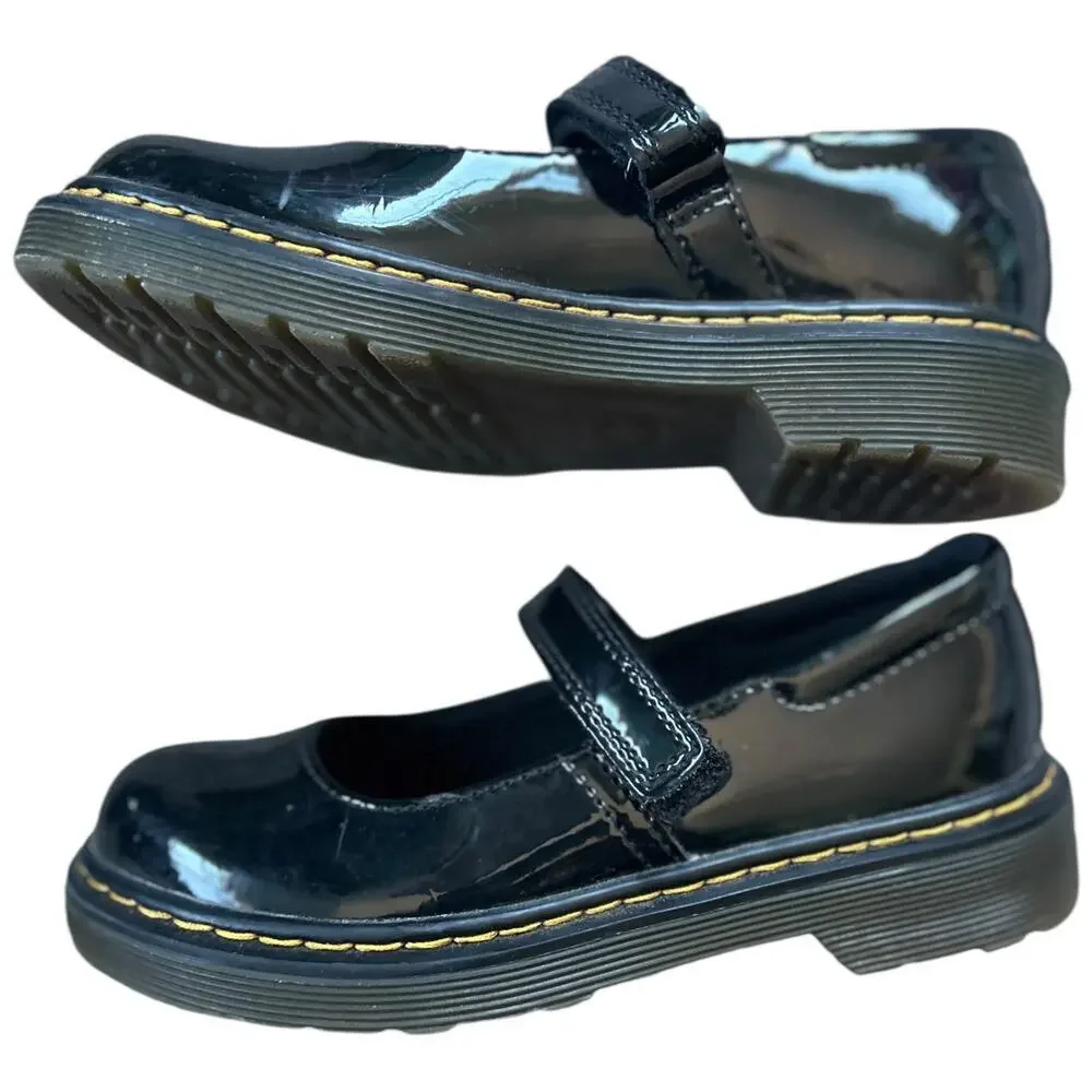 EUC Dr. Martens Maccy Black Patent Leather Mary Jane Girls US Size 13